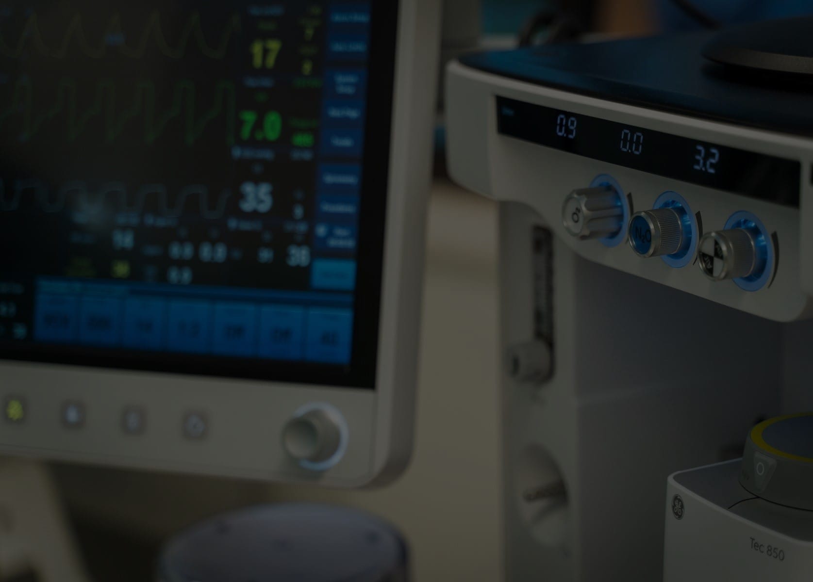 Closeup of a digital display on an anesthesia machine in an Grand Rapids medical malpractice case.