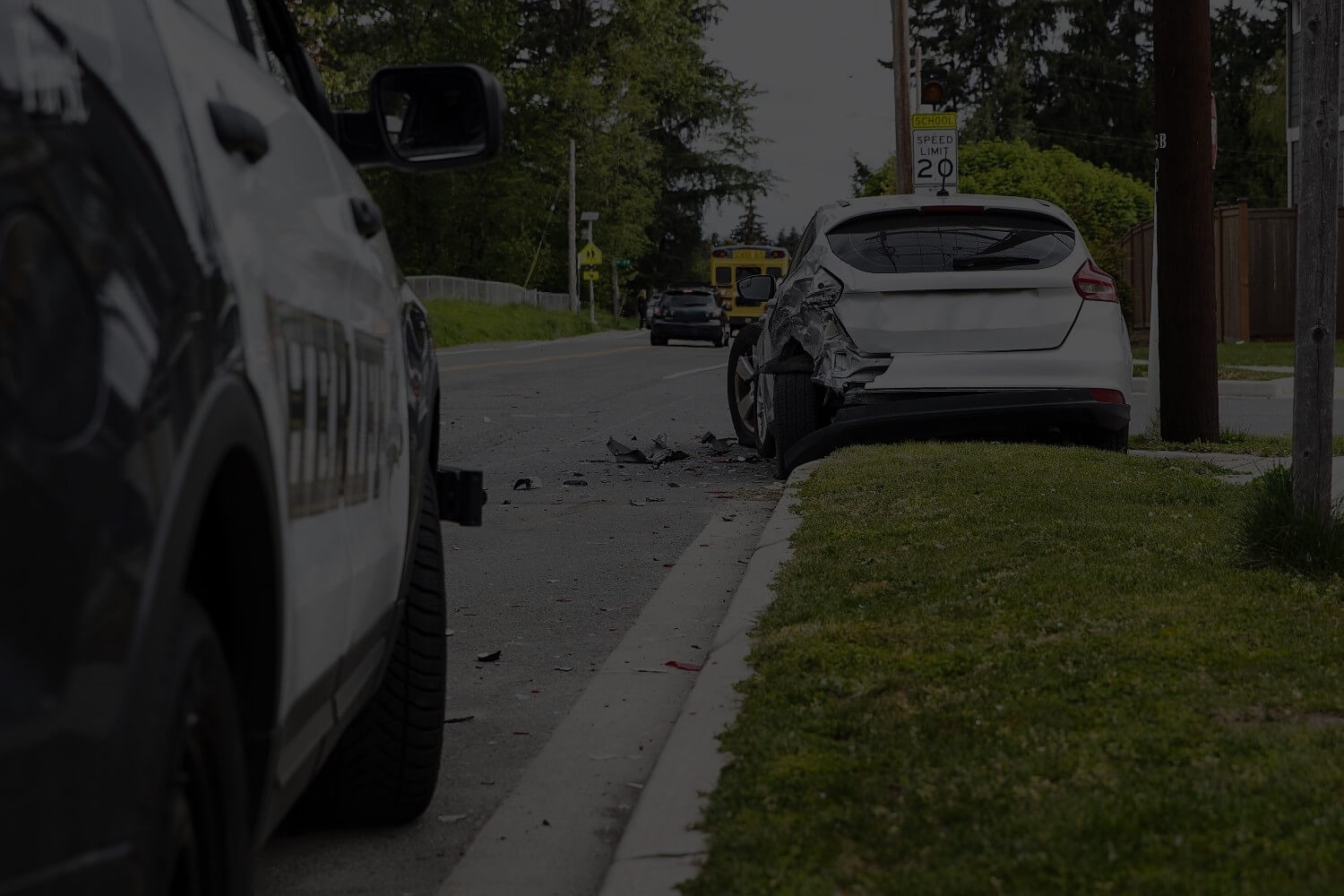 Damaged hatchback car involved in accident near Muskegon school zone