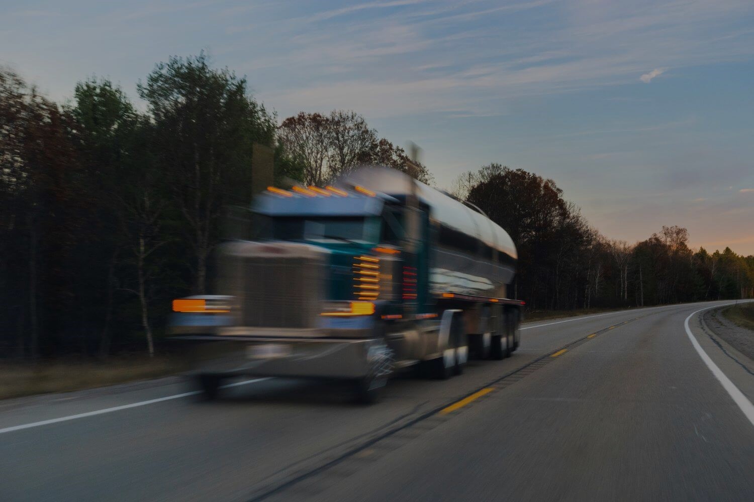 Loaded tanker truck on two-lane road near Holland, Michigan